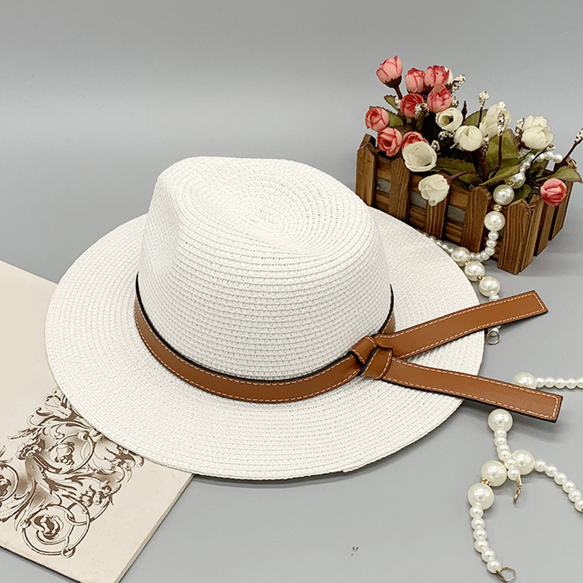 Wide Brim Paper Braided Hat